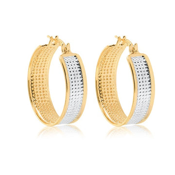 18K Gold Layered Oro Laminado 50 mm Double Texturized Twisted Hoops Wholesale 21.0241